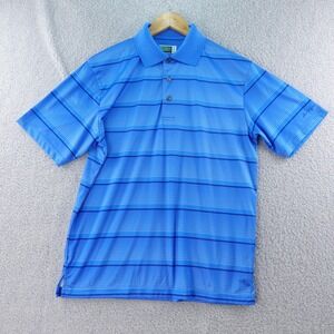 Ben Hogan Performance Polo‎ Shirt Mens M Blue Striped Golf Activewear Stretch